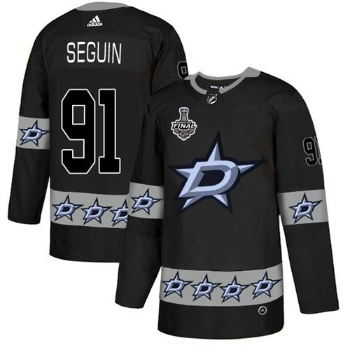 Men Adidas Dallas Stars 91 Tyler Seguin Black Authentic Team Logo Fashion 2020 Stanley Cup Final Stitched NHL Jersey